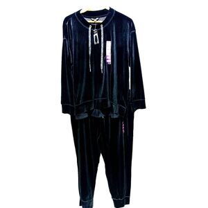Sac & Rachel rib velour jogger pant suit black loungewear relaxed fit women XXL